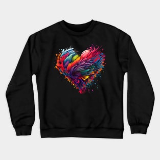 Heart made of feathers in neon colors Crewneck Sweatshirt